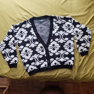 Cabin Creek Black and White Patterned Cardigan